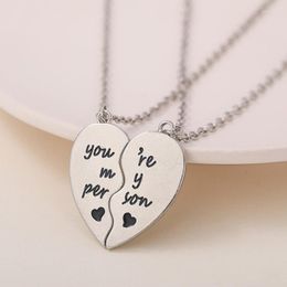 Pendant Necklaces 2Pcs Exquisite Heart Couple Necklace You Are My Person For Lovers Woman Sweater Choke Adjustable Chain Wedding Party