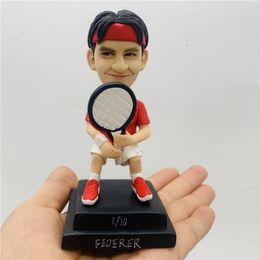 Dolls Bobblehead Polymer Clay Made Cartoon Tennis Doll 10cm Height Federer Figures Funny Puppets Red Kit Limited Edition Collections 230829