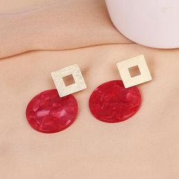 Dangle Earrings Fashion Acrylic Deer For Women Geometirc Circle Long Brincos Red 2023 Trend Jewelry Gift Boho