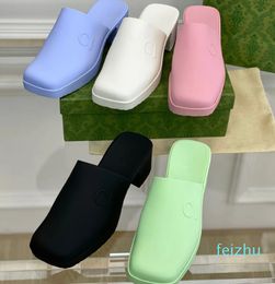 Designer Sandals Luxury Platform Slide Letter Pattern Slippers Transparent Materials Sandal Rubber Chunky Heels Slipper Flip Flops Mules
