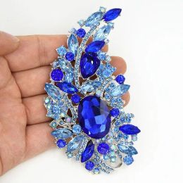 5 Inch Huge Size Elegant Luxurious Multicolored Rhinestone Crystal Diamante Large bride Gift Brooch 10 colors Available