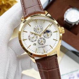 Neue Modeuhr für Herren, automatisches mechanisches Uhrwerk, wasserdicht, hochwertige Armbanduhr, Stundenzeigeranzeige, einfache Luxus-populäre Uhr, Lederarmband AA136