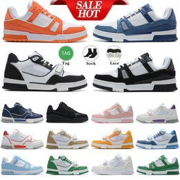Designer flat sneaker virgil trainers casual shoes denim canvas leather abloh white black blue red letter overlays fashion platform mens womens low sneakers