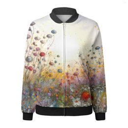 Women's Jackets Coat For Womens Suitable Daily Lightweight Zip Up Jacket Floral Print Stand Collar Casual Work Outfits Women