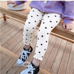 Leggings Tights Autumn Girls Dot Ribbed Kid Thin Sport Pant 1 y Young Child Clothes Spring Toddler Ankle Length Skinny Sweatpant 230828