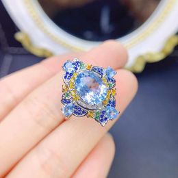 Cluster Rings FS Natural 8 10 Topaz Luxury Women Ring S925 Sterling Silver Fashion Fine Wedding Charm Jewelry Factory Price
