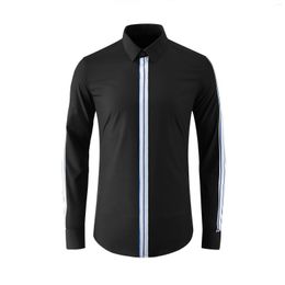 Men's Casual Shirts High Quality Luxury Jewellery Stripes Shirt Button Long Sleeve Down Dress For Mengood