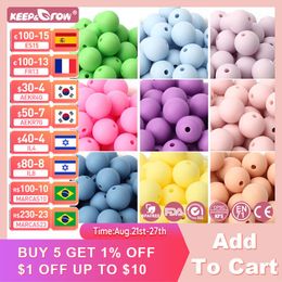 Teethers Toys 50Pcs 12mm Baby Silicone Beads BPA Free Baby Round Beads Teether Teething Pearl Ball Food Grade For Necklace Pacifier Chain Toys 230828