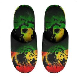 Slippers Rasta Lion (3) Warm Cotton For Men Women Thick Soft Soled Non-Slip Fluffy Shoes Indoor House Mule