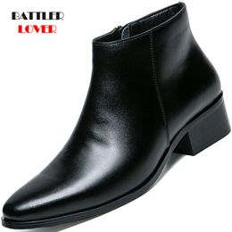 Boots Men Chelsea Genuine Leather Botas Wedding Dress Shoes for Male Formal Business Ankle Boot Winter Warm Black 230829