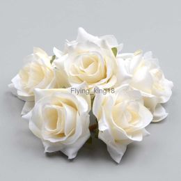 50PCS/5CM White Rose bud Artificial Silk Flowers Head For Home Wedding Party Decoration Wreath Gift Scrapbooking Fake HKD230829