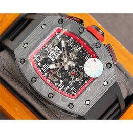 Mechanical RM11-03 Complex function chronograph wrist watch for men U3O9 luxury high quality carbon fiber case waterproof Sapphire glass 2O3GW4