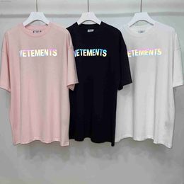 Men's T-Shirts High Quality Fashion Vetements Men T-shirt Reflective Vetements Tee VTM Women Short Sleeve Best Seller Men Clothing