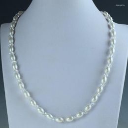 Chains Hand Knotted Natural 6-7mm White Freshwater Pearl Faced Glass Bead Necklace