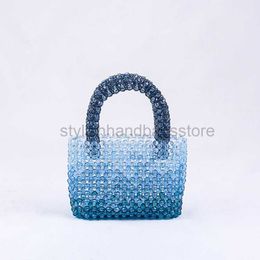 Shoulder Bags New Transparent Bead Beach Bags Women Summer Bead Acrylic High Quality Hand-woven Fashion Woven Beach Bag Exquisite Pursesstylishhandbagsstore