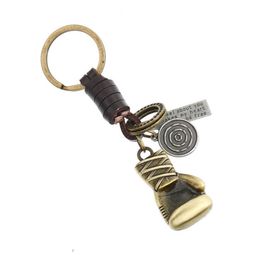 Wedding Party Gift Vintage Cowhide Keychain glove Hand woven car key pendant Favors