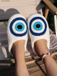 Slippers VCEO Evil Eye Cute Cozy Comfy House Slippers Fluffy Christmas Slippers with Memory Foam Indoor Slip-on Warm Slipper for Men Wome T230828