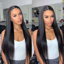 Straight 13x4 Frontal Human Hair for Women HD Transparent Lace Front Wig 16-28 Inches