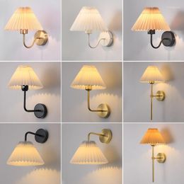 Wall Lamp Nordic Rural Cloth Lampshade Light For Bedroom Corridor Stairs El RoomRetro Simple Sconce Bedside