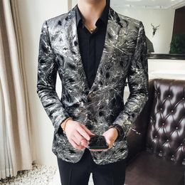 Men's Suits Single Button Printed Floral Blazer Men Luxury Formal Slim Fit Wedding Party Jacket Suit Blazzer Hombre Coat