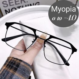 Sunglasses Luxury Square Frame Myopia Glasses Unisex Trend Double Beam Eyeglasses Clear Lens Prescription Diopter 0 To -4.0