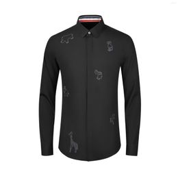 Men's Casual Shirts High Quality Luxury Jewelry Design Custom White Cotton Dress Men Shirt Long Sleeve Man Shirtgood