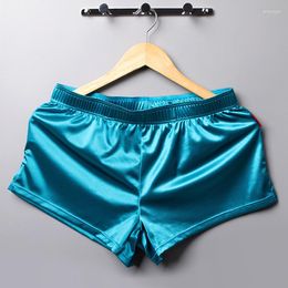 Underpants Men Smooth Solid Colour Satin Short Pants Home Pyjamas Sleep Bottoms Sleepwear Underwear Loose Casual Comfortable Boxer Shorts