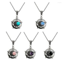 Pendant Necklaces E0BE Y2K Moon Necklace For Women Egirl Korean Fashion Punk Crystal Sweater Neck Chain Trend Jewellery