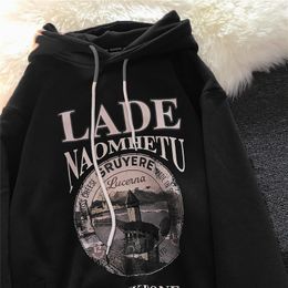 Womens Hoodies Sweatshirts Korean Style Harajuku Retro Printed Hooded Sweater Men and Women Loose BF Couple Longsleeved Hoodie Jacket 230828