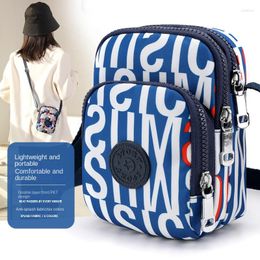 Evening Bags Women Shoulder Bag Casual Fashion Printed Nylon Cloth Messenger Handbag Zipper Multi-layer Large Capacity Mobile Phone Backpack