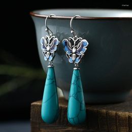 Dangle Earrings Turquoise Water Drop Amulets Charm Accessories Jewellery 925 Silver Jade Women Charms Natural Designer Amulet Carved