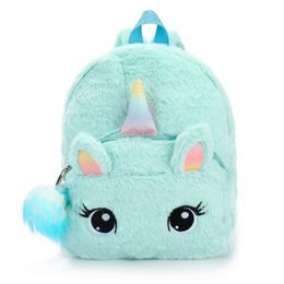 Plush Backpacks Cute Unicorn Plush Backpacks Cartoon Animal School Bag Children Winter Schoolbags Kids Colourful Soft Plush Backpack Girls Bags 230828