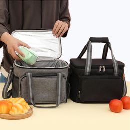 Lunch Bags 15L Portable Thermal Bag Food Box Durable Waterproof Office Cooler Ice Insulated Case Camping Oxford Dinner 230828