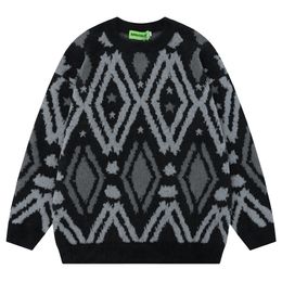 Men's Sweaters Geometric Pullover Y2K Sweater Men Women Autumn Oversized Men's Sweater Black Grey 230828