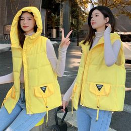 Women's Vests 2023 Autumn And Winter Vest Women Coat Female Hooded Fashion Girl Warm Loose Outerwear Yellow