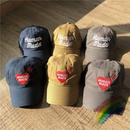 Ball Caps Human Made Red Heart Baseball Cap Men Women Quality White Embroidered Human Made Hats Inside Label Adjustable Caps 230828