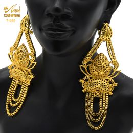 Hoop Huggie ANIID Nigerian Big Earrings For Women Dubai Gold Plated Large Earrings Bridal Wedding African Jewellery Hawaiian Party Gifts 230828