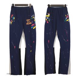 Street Pants Splashing Hand-painted Sweater Deptt Version Gallerry Sports Ink Long Splicing Drawstring High Mens Casual Pants Fashion Micro Long Nebu