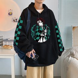 Men's Hoodies Sweatshirts Anime Hoodie Demon Slayer Hoodies Tanjiro Kamado Hoodie Fashion Cosplay Costume Unisex Harajuku Overside Sweatshirt Outerwear 230829