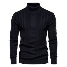 Mens Sweaters Large Sweater Solid Pullover Male High Neck Casual Knitted Thermal Underlay Shirt Quality Men Clothing 230829