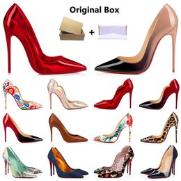 Designer high heels dress shoes sneakers women luxury Glitter Rivets Genuine Leather Sexy Pointed Toe black white 8cm 10cm 12 cm party womens wedding shoe With Box