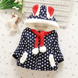 Cartoon Jackets Children's Winter Cute Rabbit Infant Outerwear Hooded Warm Thicker Baby Girls Coats Kids Clothe Dot Pattern