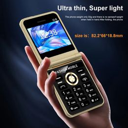 New Classic Flip Mobile Phone 2.4 Inch Screen 2G GSM 4 SIM Card Speed Dial Magic Voice LED Flashlight Backup Cellphone