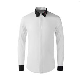 Men's Casual Shirts High Quality Luxury Jewelry Fashion Stitching White Shirt Long Sleeved Shirtgood