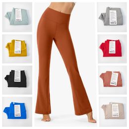 LL ladies yoga pants fit flare pants softstreme split hem long indoor outdoor high waist slim show legs yoga fitness net solid Colour leggings soft high waist hip lift s5