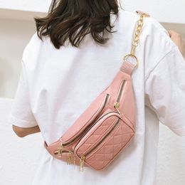 Waist Bags for Women Nylon Zipper Chest Bag Chain Embroidery Shoulder Crossbody Large Capacity Mobile Phone Fanny Pack 230829