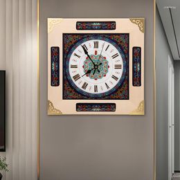 Wall Clocks Creative Retro Clock Islamic Bedroom Vintage Metal Square Golden Relogio De Parede Living Room Furniture YYY45XP