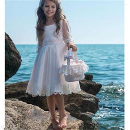 Girl Dresses Beads Lace Sash Flower Dress For Wedding First Communion Formal Wear Prom Birthday Party Gown Celebration
