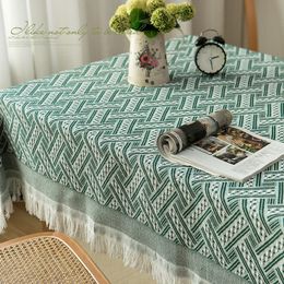 Table Cloth Cotton and linen Japanese style solid lace tablecloth tea table cloth dining 230828