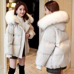 Women's Trench Coats Women Short Student Loose Korean Style Down Cotton Jacket 2023 Winter Thick Bread Female Zipper Fur Collar